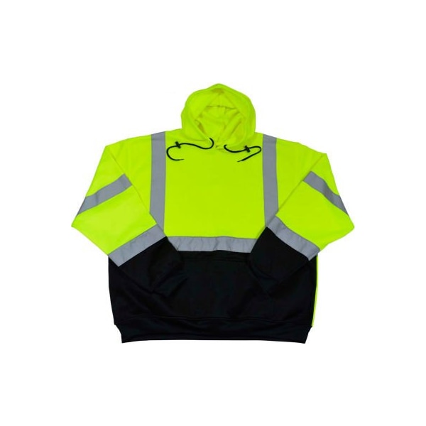 Petra Roc Inc Petra Roc Two Tone Pullover Hooded Sweatshirt, ANSI Class 3, Lime/Black, 4X, LBPUHSW-C3-4XL LBPUHSW-C3-4X - main